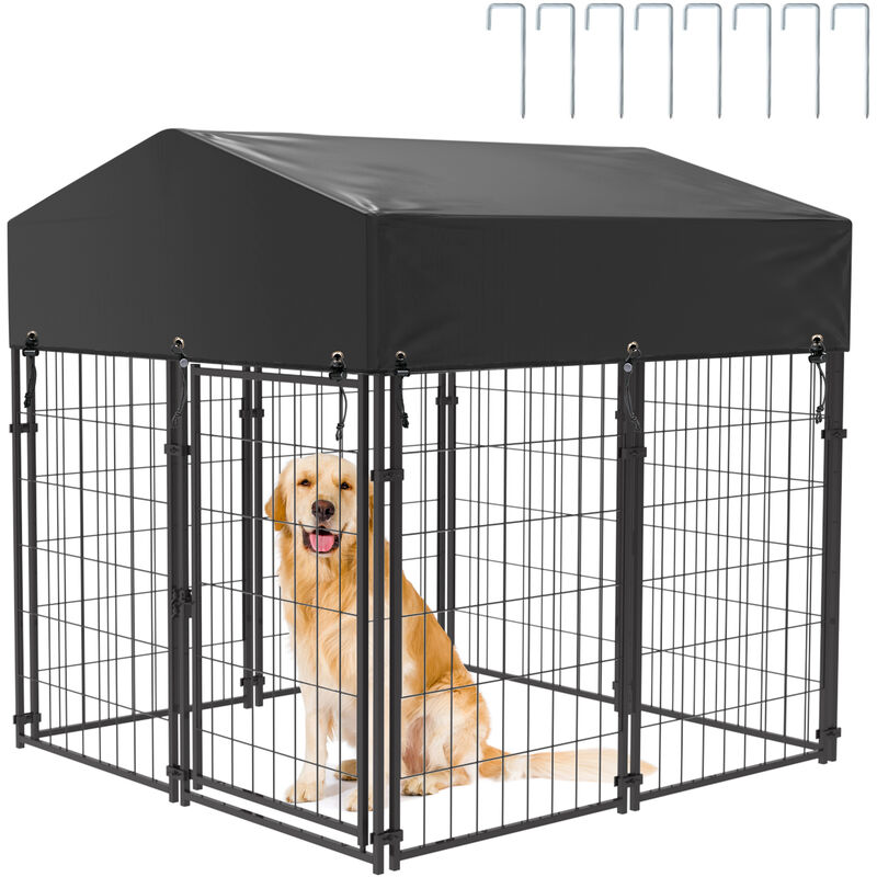 foto del prodotto bingo paw canile recinto per cani da esterno con tetto box per cani in metallo 127x120x134cm