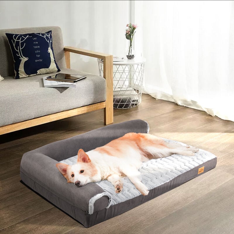 foto del prodotto bingo paw divano ortopedico materasso per cani di taglia grande rivestimento intercambiabile lavabile antiscivolo con cuscino in schium 100x75x20cm