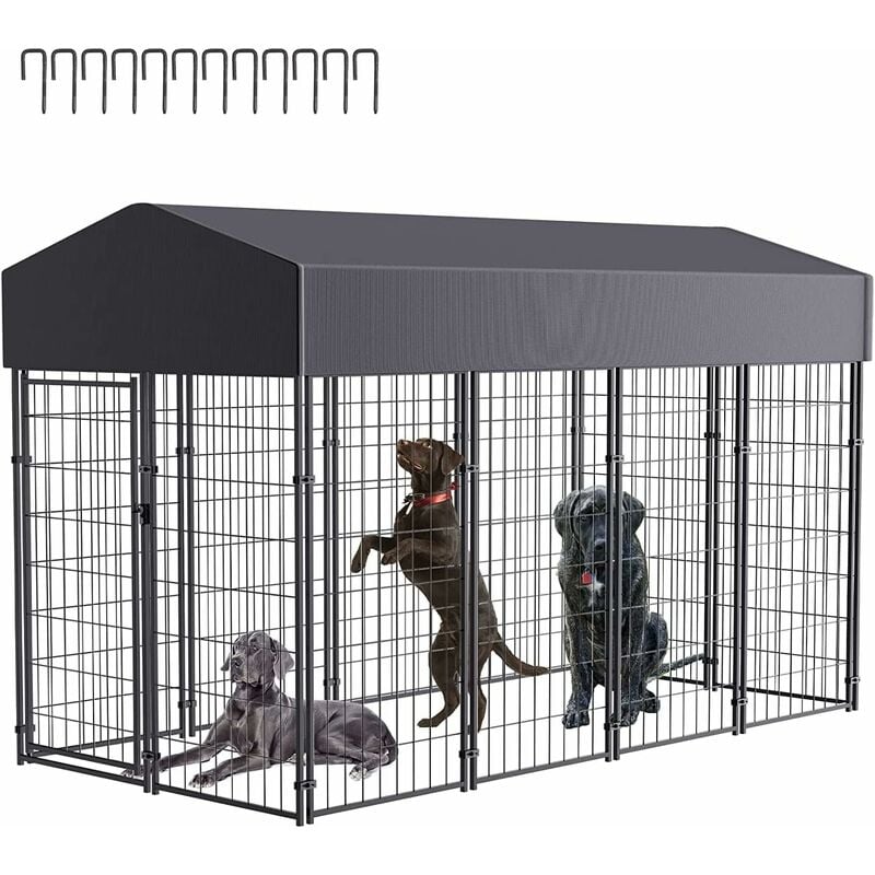 foto del prodotto bingo paw grande canile recinto per cani da esterno con tetto box per cani in metallo 249x120x165cm