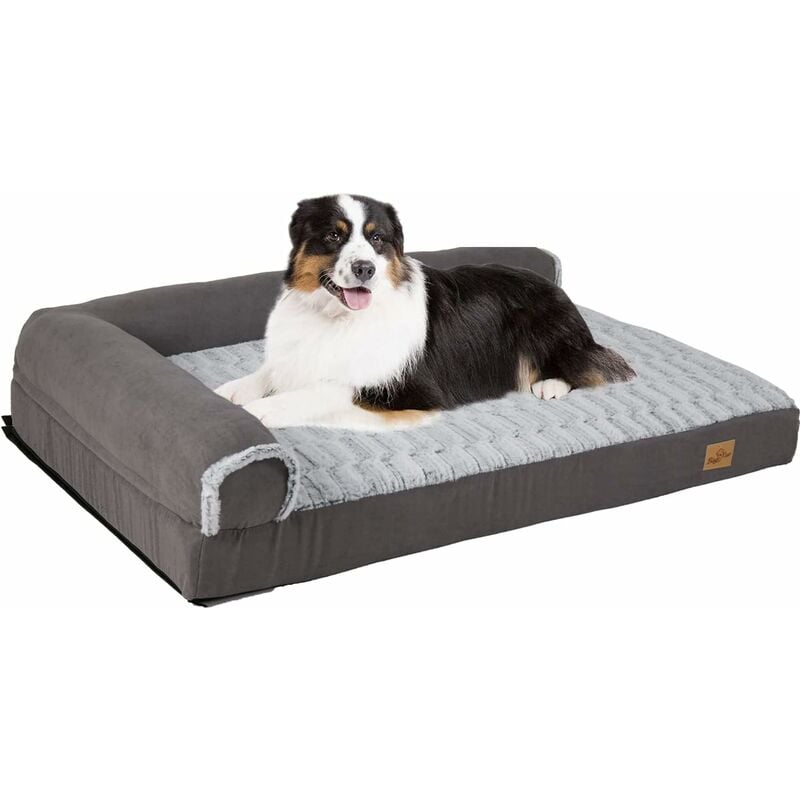 foto del prodotto bingopaw divano letto per cani taglia grande 2xl, divanetto per cani relax per cani cuscino per cani forma l cuccia cane gatto morbida spugna