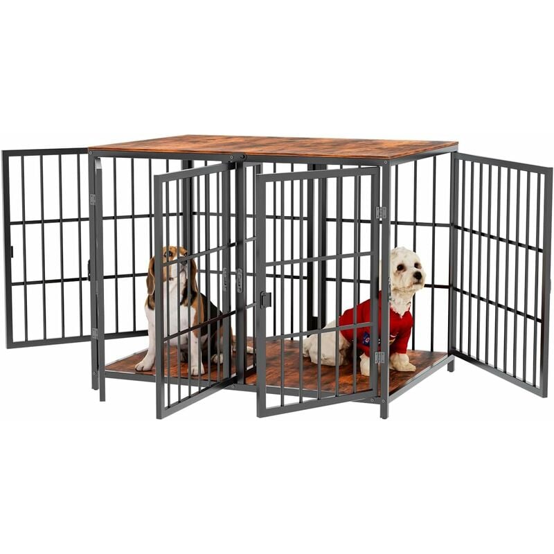 foto del prodotto bingopaw gabbia kennel per cani interno tavolino in legno e metallo media taglia 90x62x68,5 cm