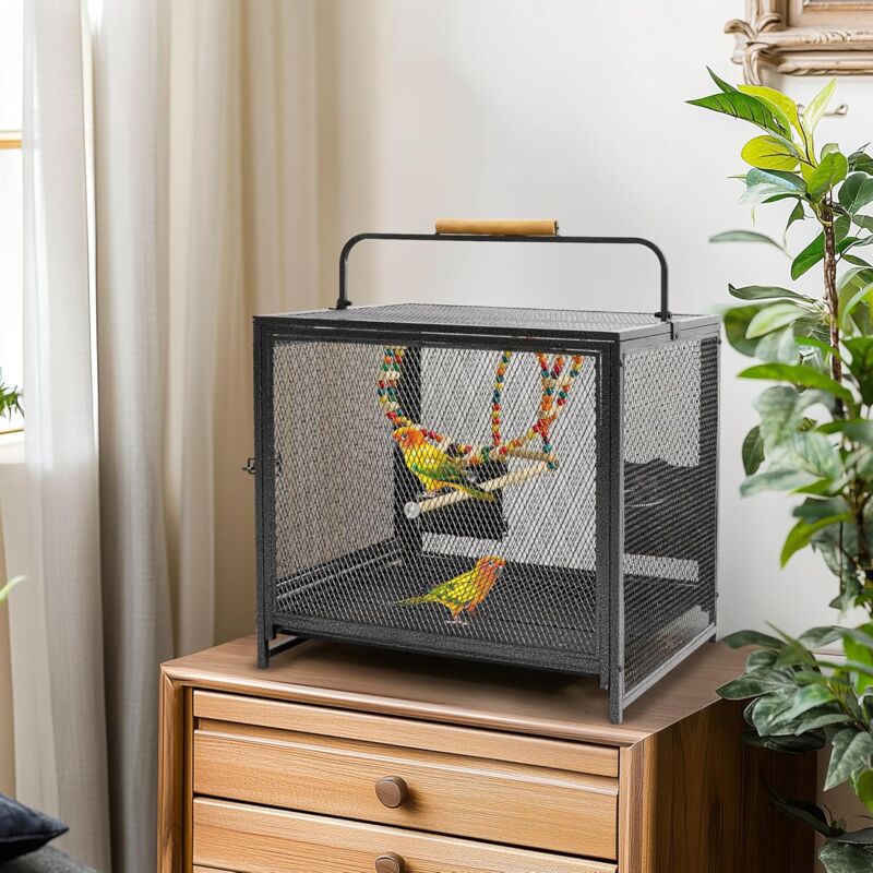 foto del prodotto bingopaw gabbia per uccelli trasportino cocorite da viaggio in metallo 58x46x56cm