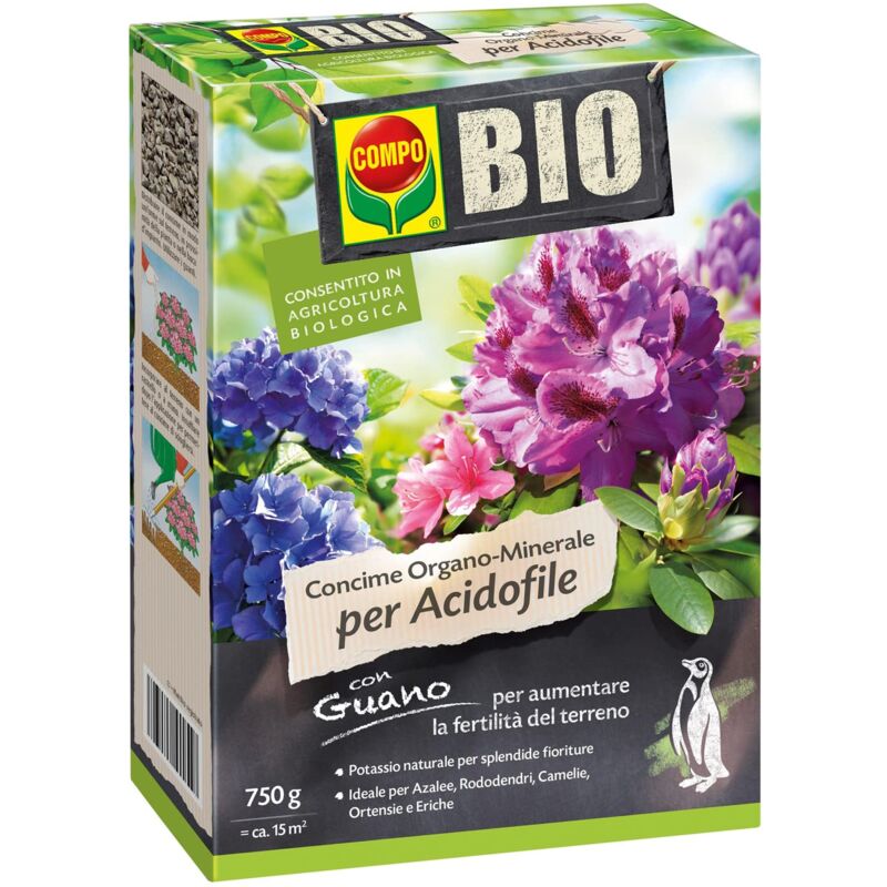 foto del prodotto bio concime organo minerale per acidofile, con guano, consentito in agricoltura biologica, 750 g compo