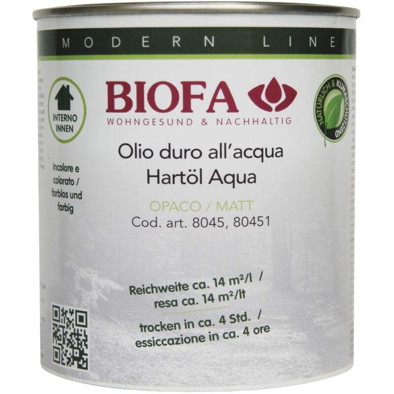 foto del prodotto biofa 8045 olio naturale opaco per mobili e parquet all acqua incolore 375 ml