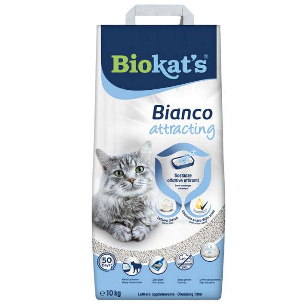 foto del prodotto biokat's bianco attracting lettiera agglomerante con attrattivo - sacchetto da 10 kg - lettiera agglomerante - spedizione gratis da 39€