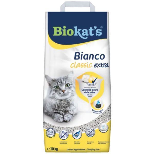 foto del prodotto biokat s bianco extra classic lettiera agglomerante 10 kg lettiera agglomerante 1 ordine scegli lo sconto bzr5 bzr20 200 punti fedelt 