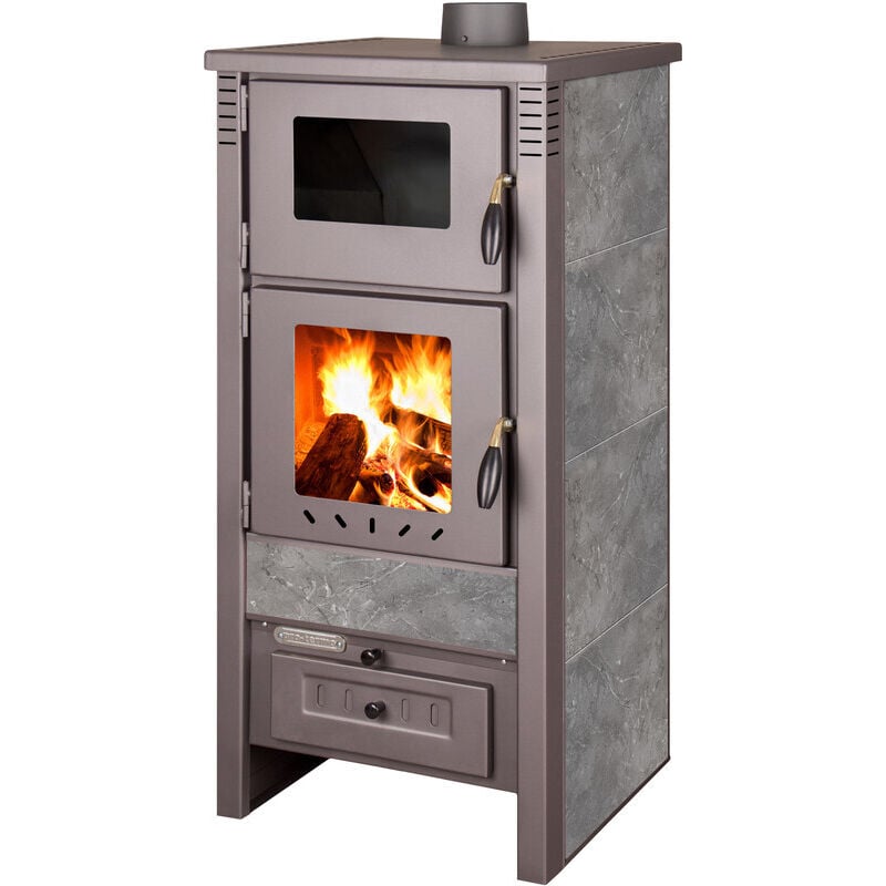 foto del prodotto biotermika stufa a legna ares 12.0 kw con forno gray