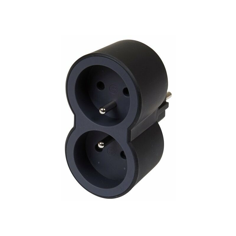 foto del prodotto biplite da parete compatto, 2 prese nero legrand