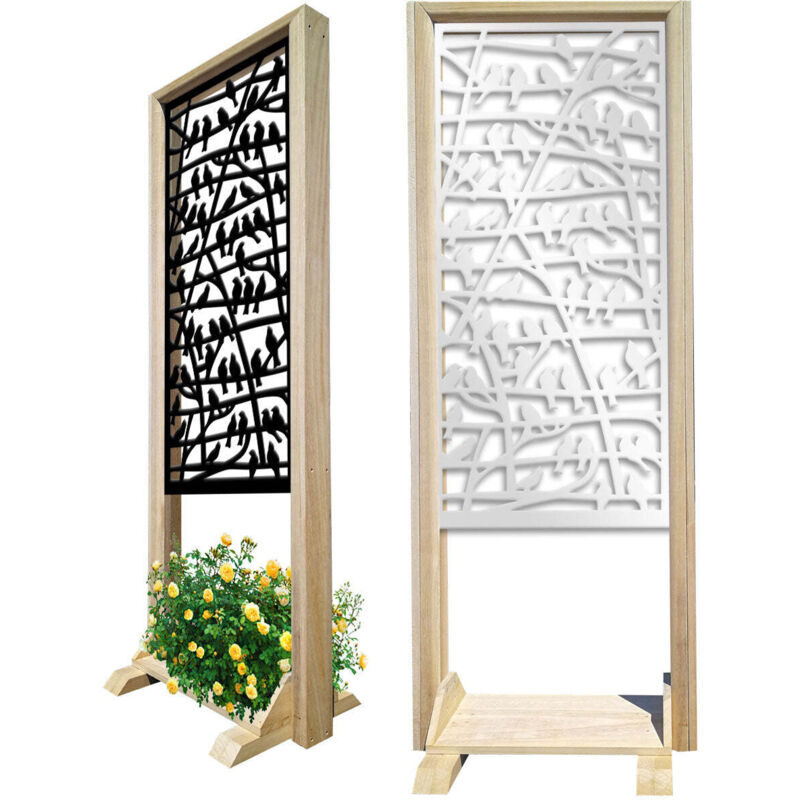 foto del prodotto birds separ paravento modulabile 70x190cm in legno e pvc colore bianco