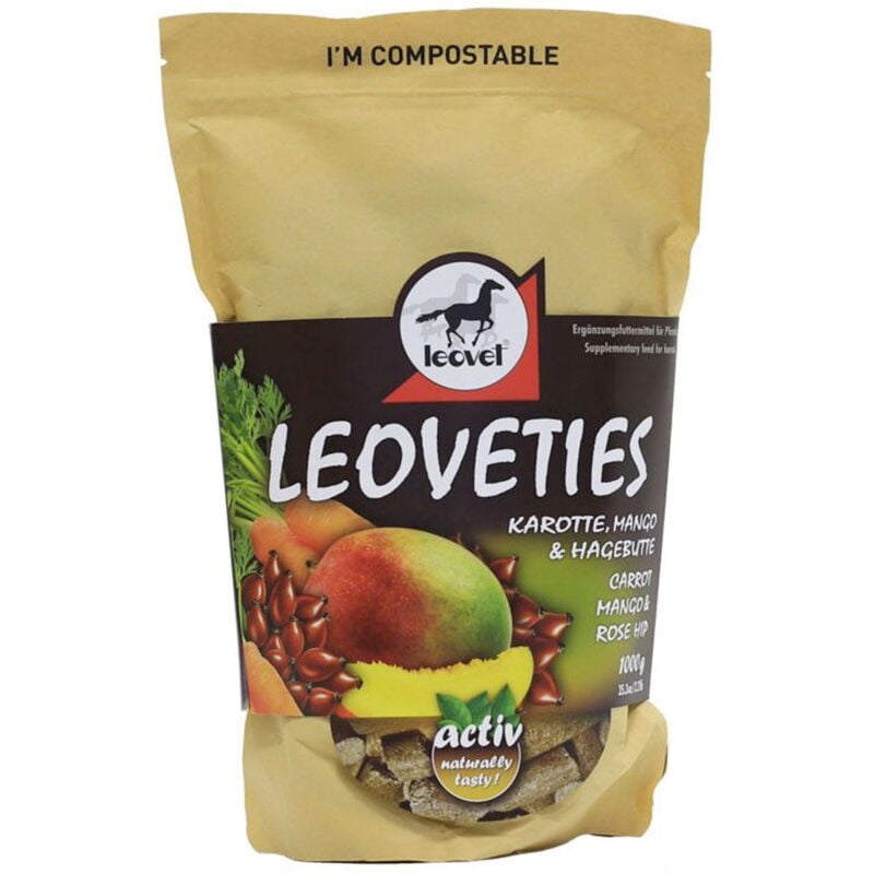 foto del prodotto biscotti leovet per cavalli al gusto carota, mango e rosa canina da 1 kg