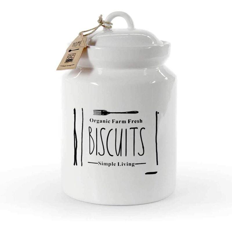 foto del prodotto biscottiera biscuits in ceramica di colore bianco 15x 15 x h 24 cm