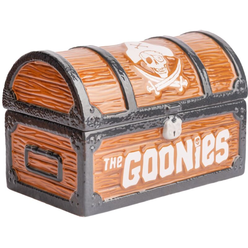 foto del prodotto biscottiera scrigno del tesoro the goonies portabiscotti dei goonies in dolomite dipinto a mano, 20 x 12 x 13,5 cm, goonies gadget, accessori