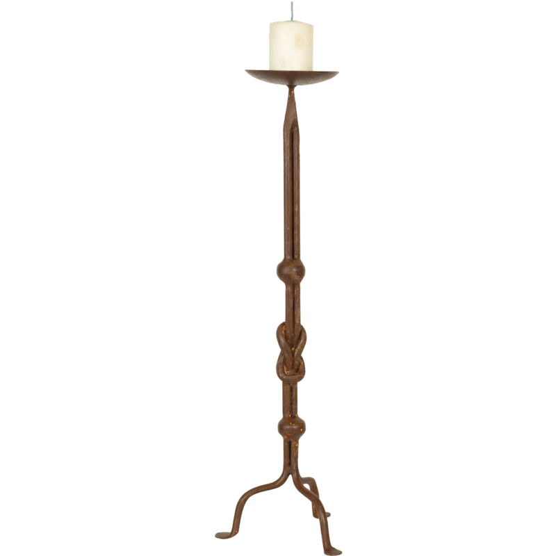 foto del prodotto biscottini candelabro in ferro 19x64x19 cm candeliere porta candele da appoggio in ferro decorato 1 braccio candelabro da terra