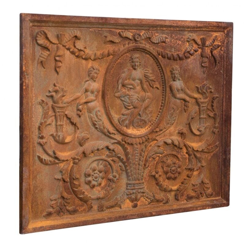 foto del prodotto biscottini frontone con stemma 81x2x65 cm piastra per camino funzionale e decorativa frontone camino in ghisa