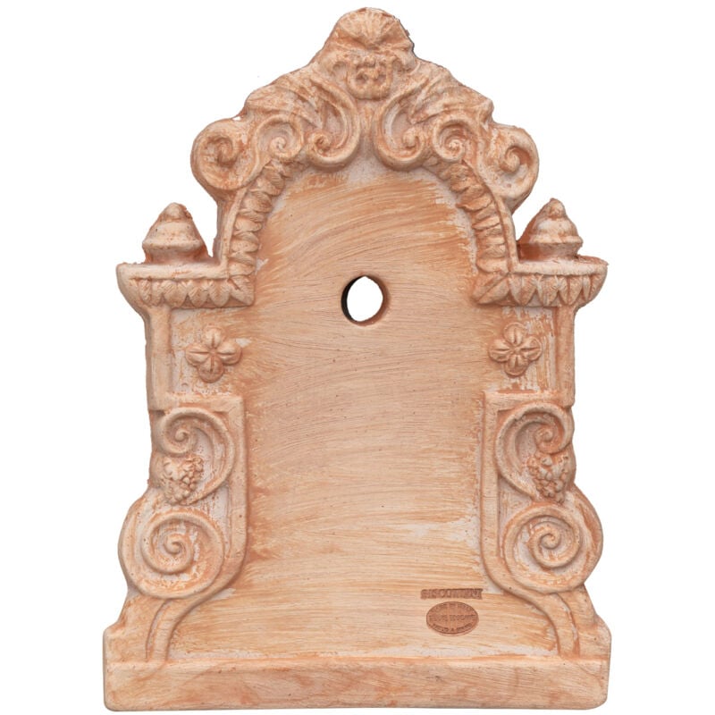 foto del prodotto biscottini frontone in terracotta made in italy 37x47 cm lavorata a mano parte superiore fontana in terracotta decorazione giardino esterno