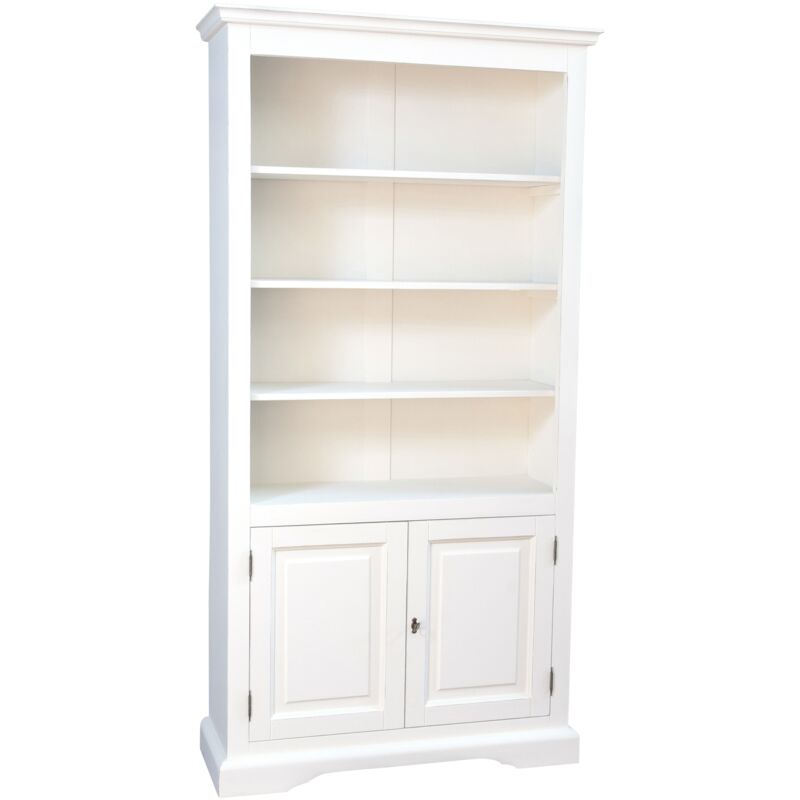 foto del prodotto biscottini libreria in legno di tiglio bianca 211x108x38 cm libreria studio made in italy mobile libreria classica librerie per soggiorno