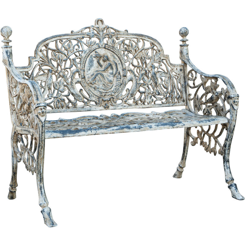 foto del prodotto biscottini panchina da giardino in ghisa 105x62x90 cm divanetto da esterno panca con braccioli liberty sedia 2 posti panchina in ferro