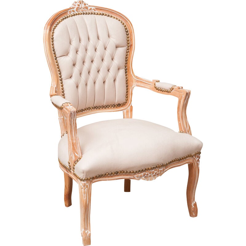 foto del prodotto biscottini poltrona imbottita stile francese poltrona con braccioli in legno poltroncina da letto sedia imbottita da camera 100x65x63 cm