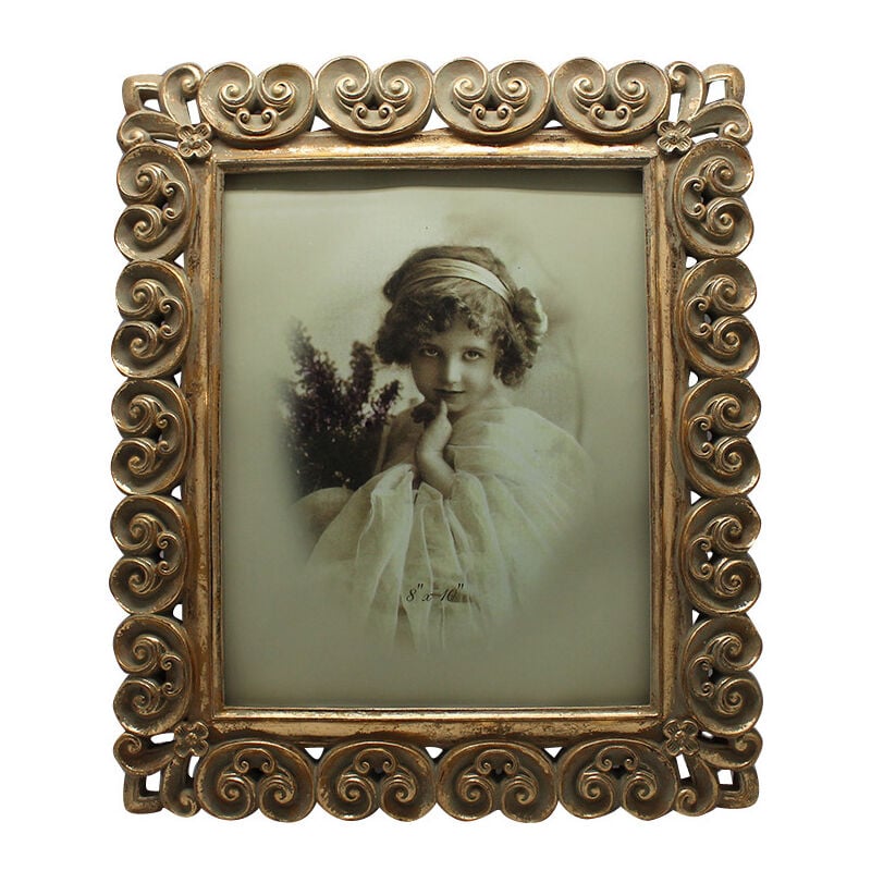 foto del prodotto biscottini portafoto da appoggio verticale orizzontale in resina finitura oro anticata l30xpr2xh35 cm