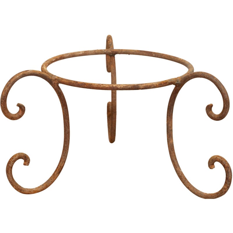 foto del prodotto biscottini - portavaso in ferro treppiedi sottovaso piedistallo per piante supporto fioriere porta vaso esterno e interno finitura anticata