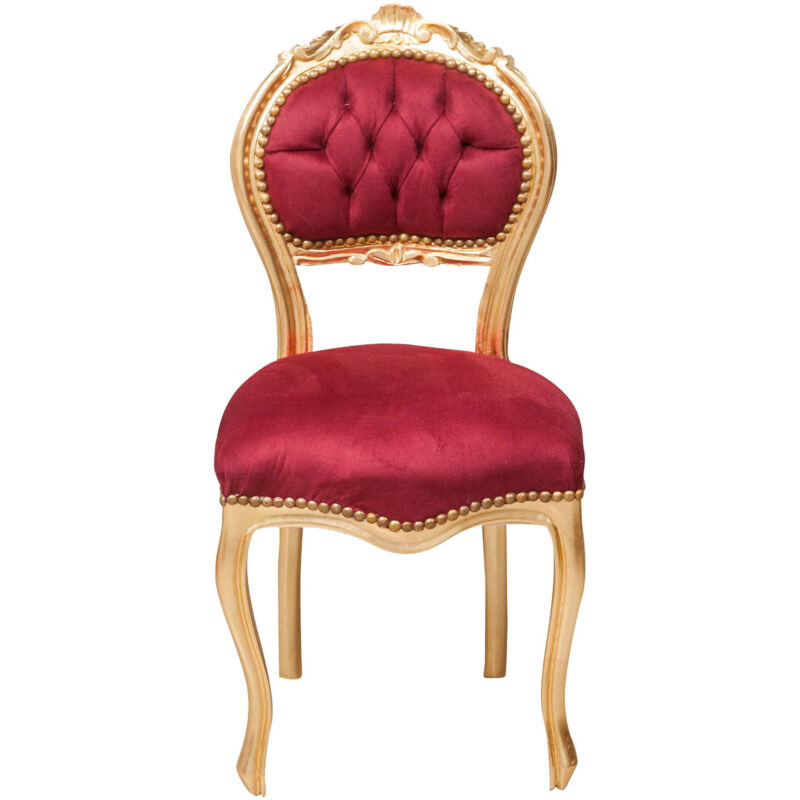 foto del prodotto biscottini sedia in legno da cucina da pranzo 92x45x45 cm sedia imbottita poltrona barocco poltroncina oro luigi xvi stile francese