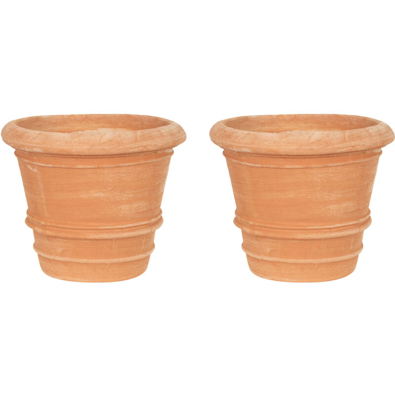 foto del prodotto biscottini set 2 vaso in terracotta vaso da esterno vaso tondo fioriera da giardino vaso rotondo per fiori fatta a mano made in italy