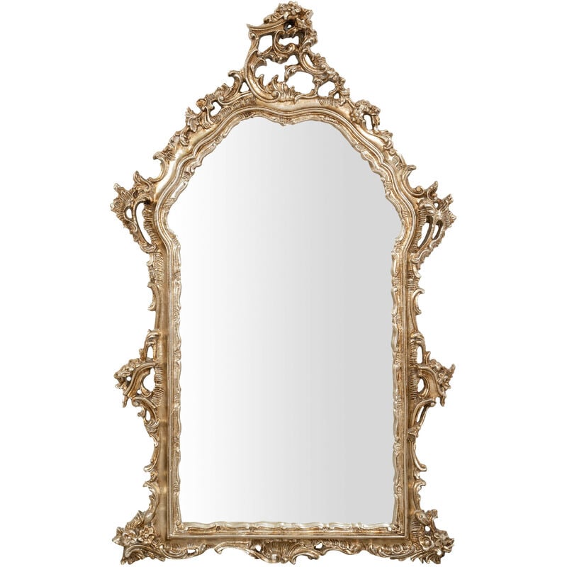 foto del prodotto biscottini - specchiera da parete in legno finitura foglia argento antico made in italy