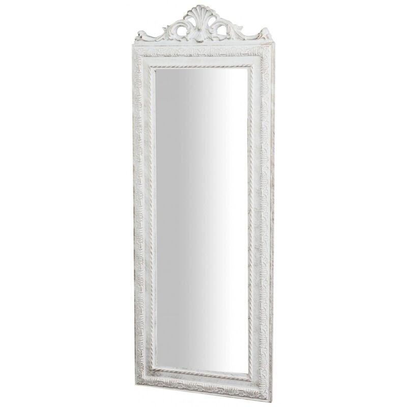 foto del prodotto biscottini specchio camera da letto 91x34x5 cm made in italy specchio shabby bianco anticato specchiera bagno a muro specchio da parete
