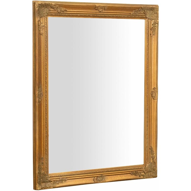 foto del prodotto biscottini specchio da parete bagno verticale e orizzontale specchiera da appendere rettangolare con cornice in legno oro stile barocco