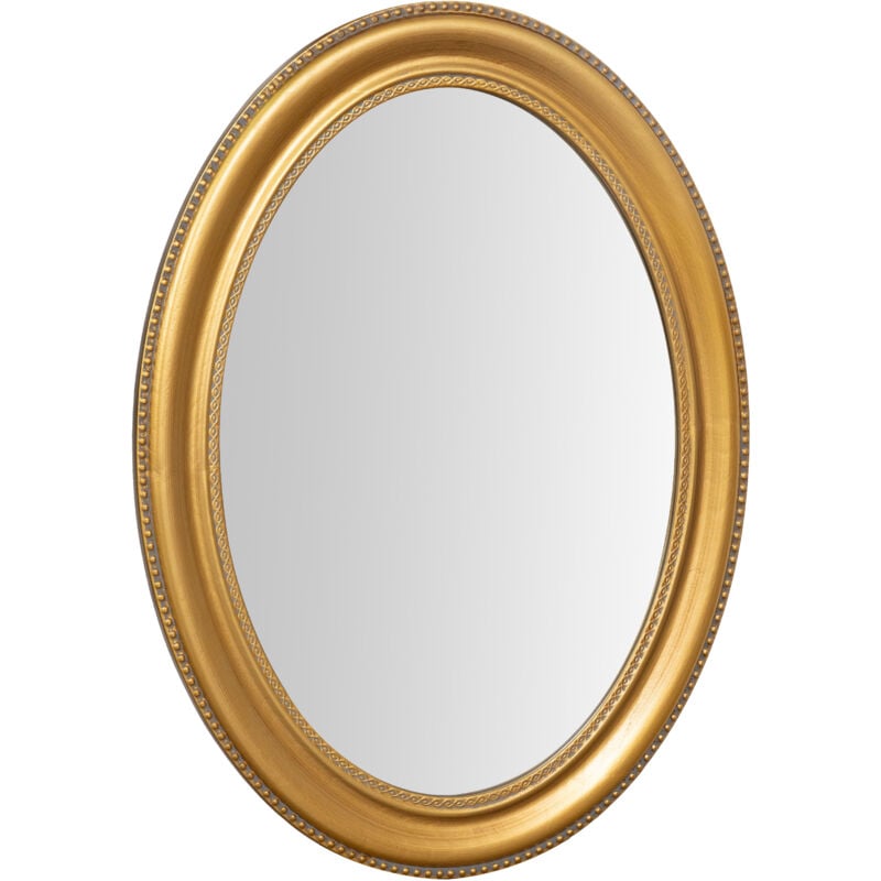 foto del prodotto biscottini specchio ovale ingresso da appendere specchiera bagno da parete verticale orizzontale l64xpr4xh84 finitura foglia oro anticato