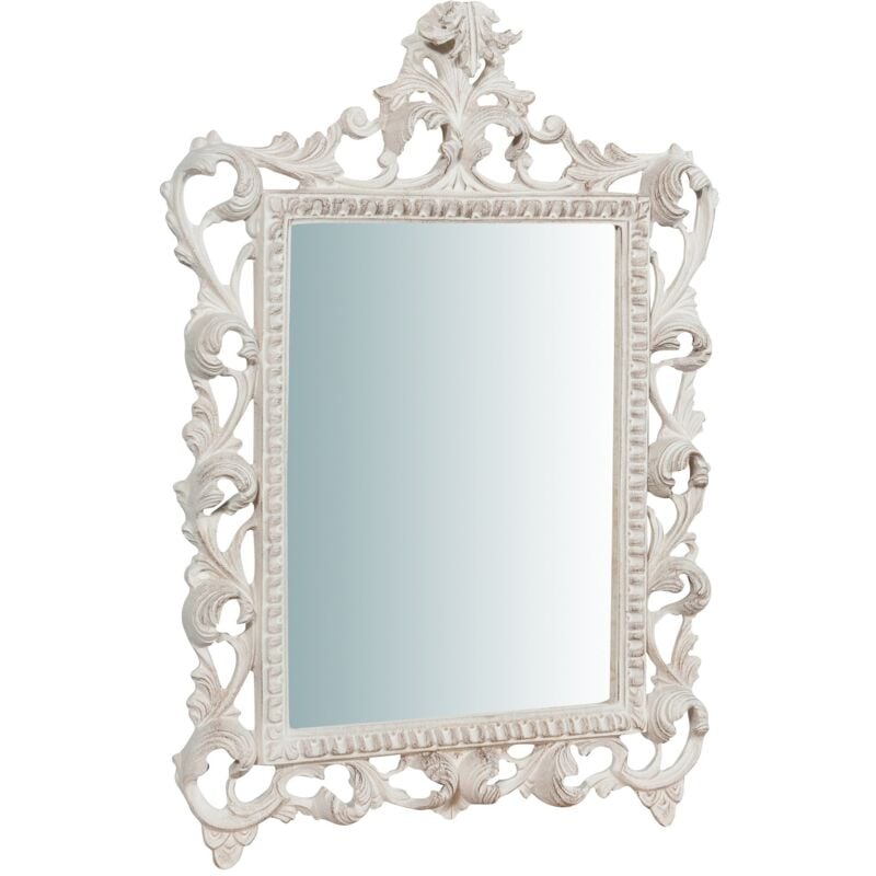 foto del prodotto biscottini - specchio specchiera da parete e appendere in legno finitura bianco anticato l45xpr4xh61 cm made in italy