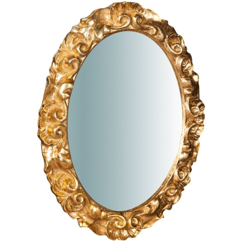 foto del prodotto biscottini specchio specchiera da parete e appendere in legno finitura foglia oro anticato l25xpr2,5xh31 cm made in italy