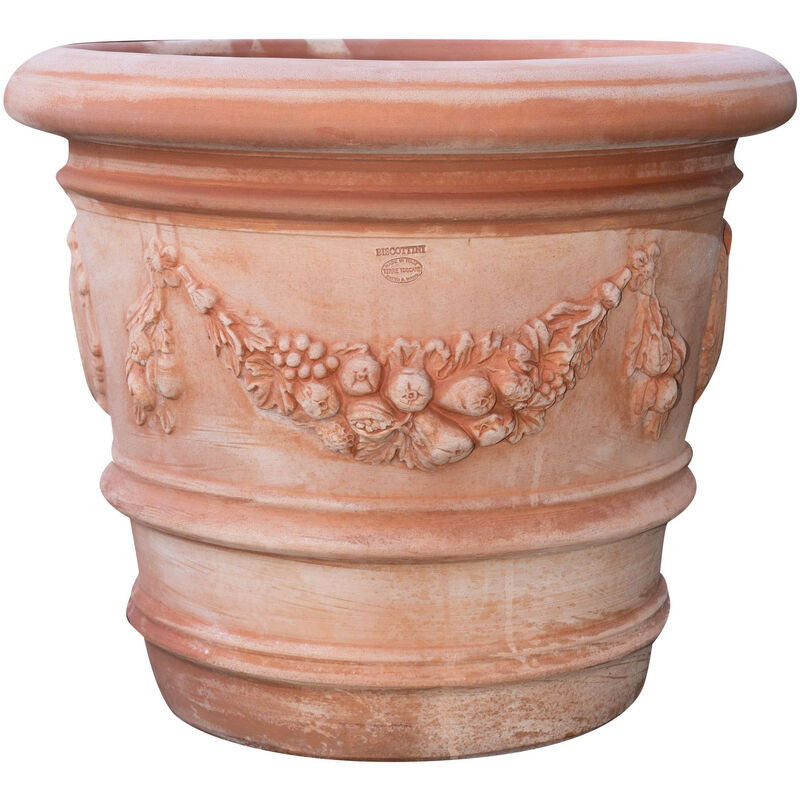 foto del prodotto biscottini vaso in terracotta rotondo 72x61 cm vaso da esterno fioriera da giardino fatta a mano made in italy vasi tondi da balcone fiori