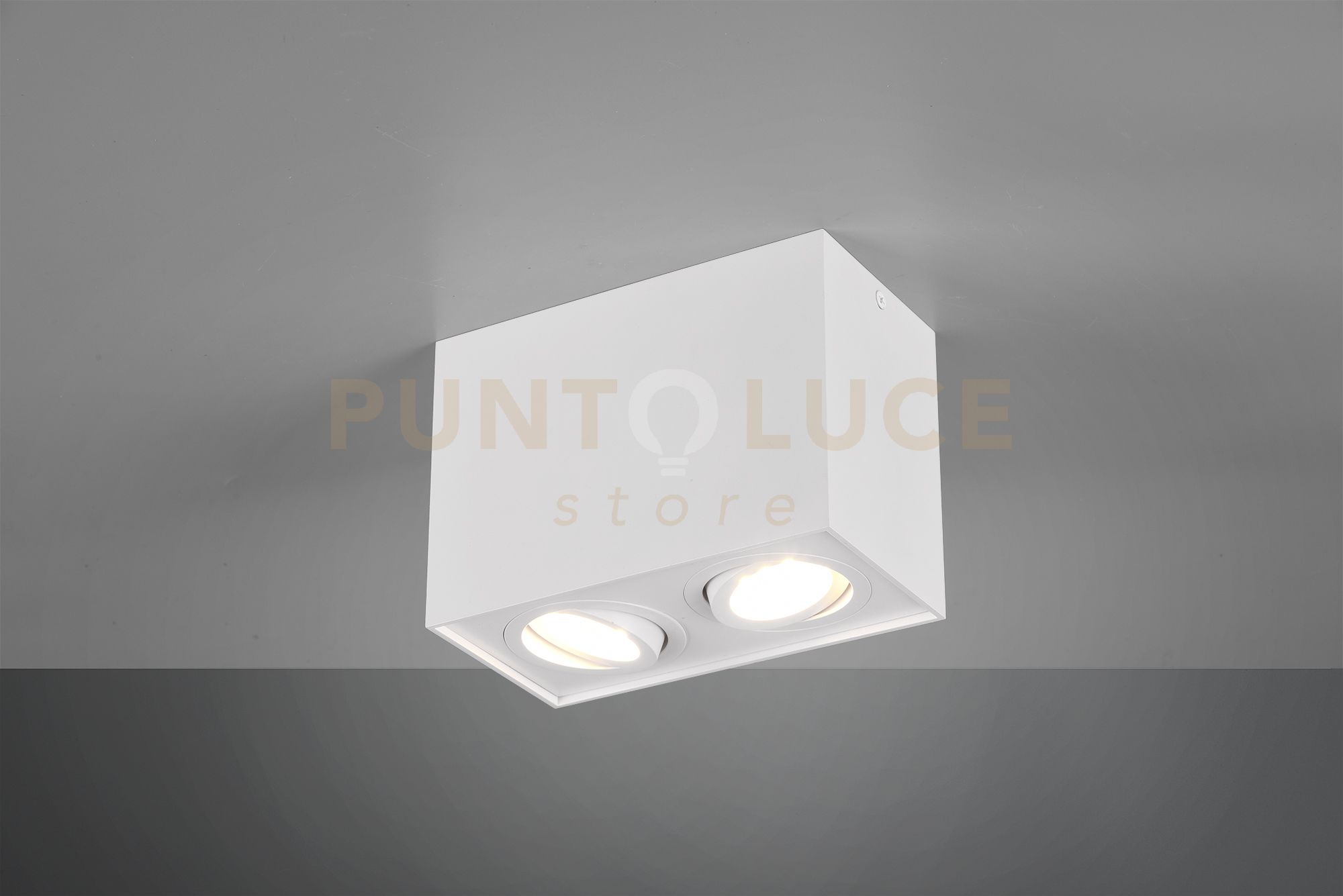 foto del prodotto biscuit cubo bianco 2 spots orientabili l. 17,8 x 9,6cm h. 12,5cm attacco gu10
