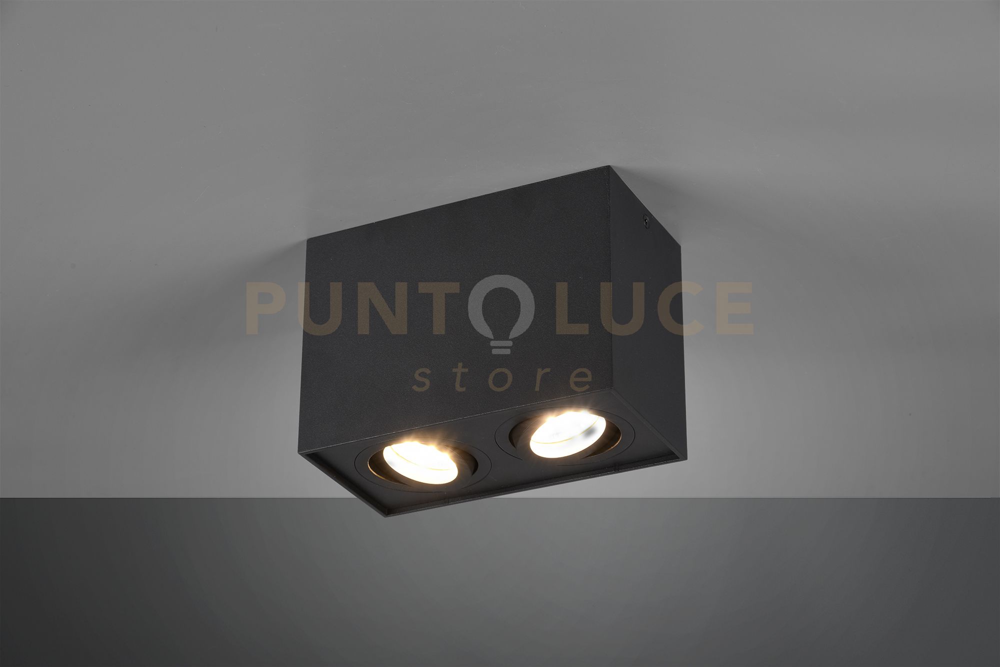 foto del prodotto biscuit cubo nero 2 spots orientabili l. 17,8 x 9,6cm h. 12,5cm attacco gu10