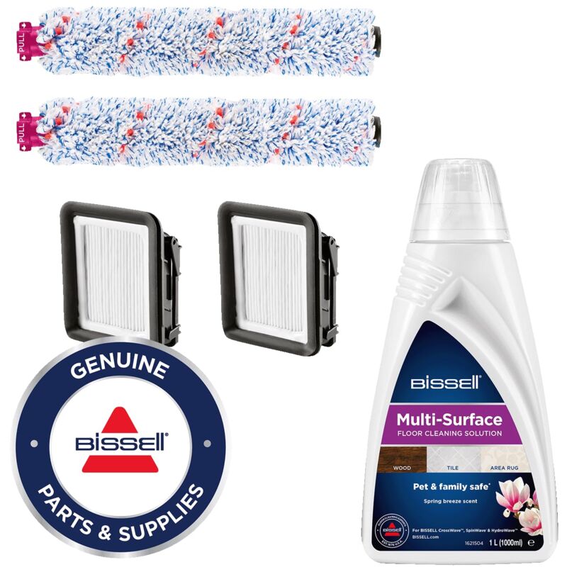 foto del prodotto bissell kit di accessori per crosswave ricambi originali 2 x spazzole multisuperficie 2 x filtri detergente per pavimienti multisuperficie da 1l