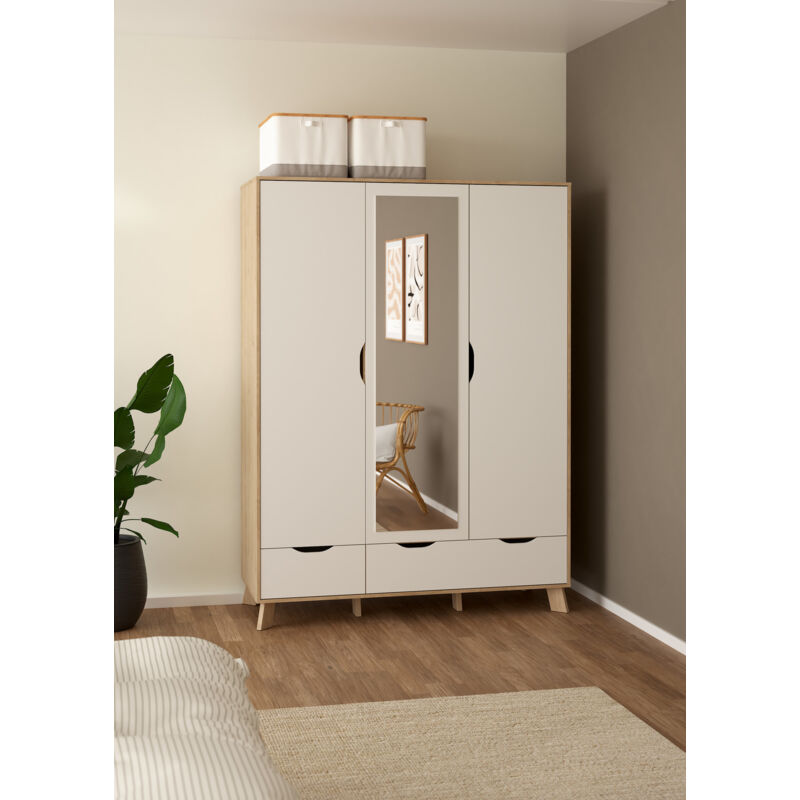 foto del prodotto bissolo casa armadio mod. ikast cm 147.2x58.1 h. 201 jackson hickory e bianco opaco