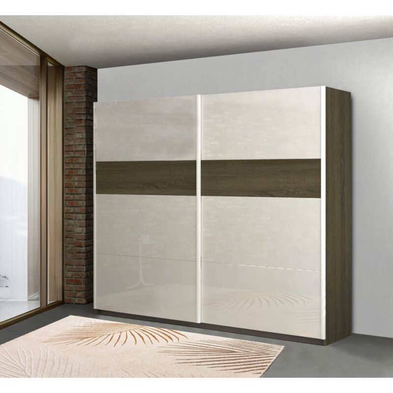 foto del prodotto bissolo casa armadio mod. unico cm 240x63 h. 220 rovere tartufo e bianco lucido