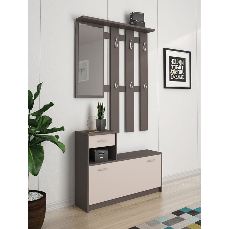 foto del prodotto bissolo casa mobile da ingresso ken in laminato cobalt grey e cashmere