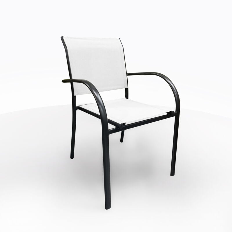 foto del prodotto bissolo casa - sedia in alluminio antracite e textilene bianco