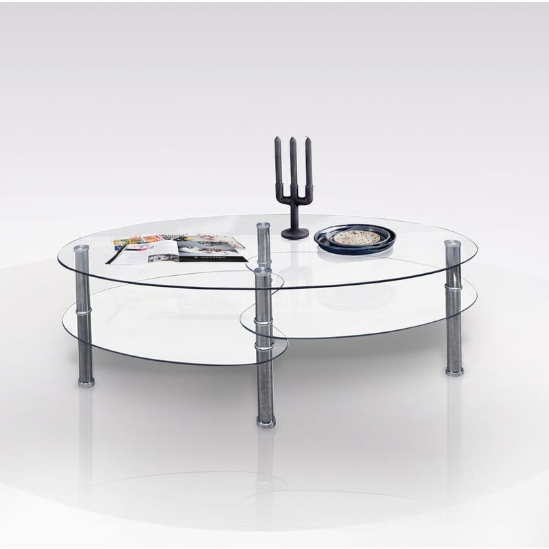 foto del prodotto bissolo casa tavolino in metallo e vetro cm 110x60 h. 44