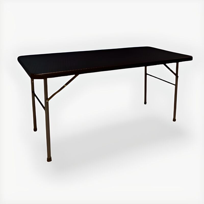 foto del prodotto bissolo casa tavolo cm 120x60 metallo nero e plastica effetto rattan nero