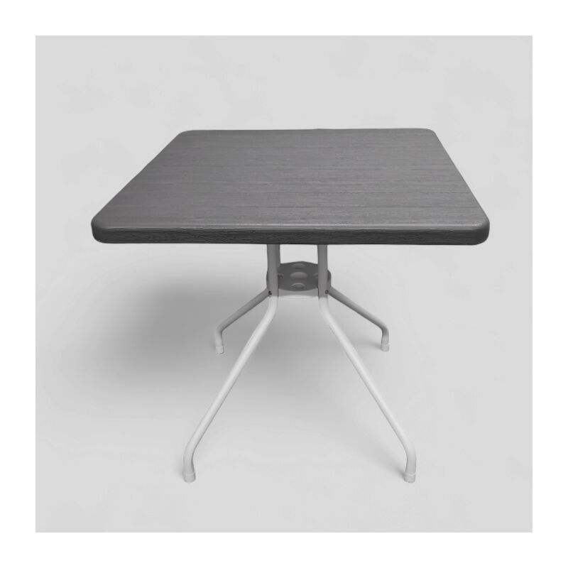 foto del prodotto bissolo casa tavolo cm 78x78 metallo bianco e plastica effetto legno antracite