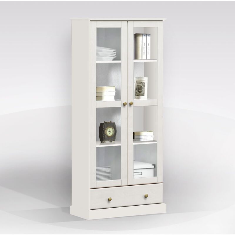 foto del prodotto bissolo casa vetrina in legno massello cm 85x35 h. 193 bianco opaco