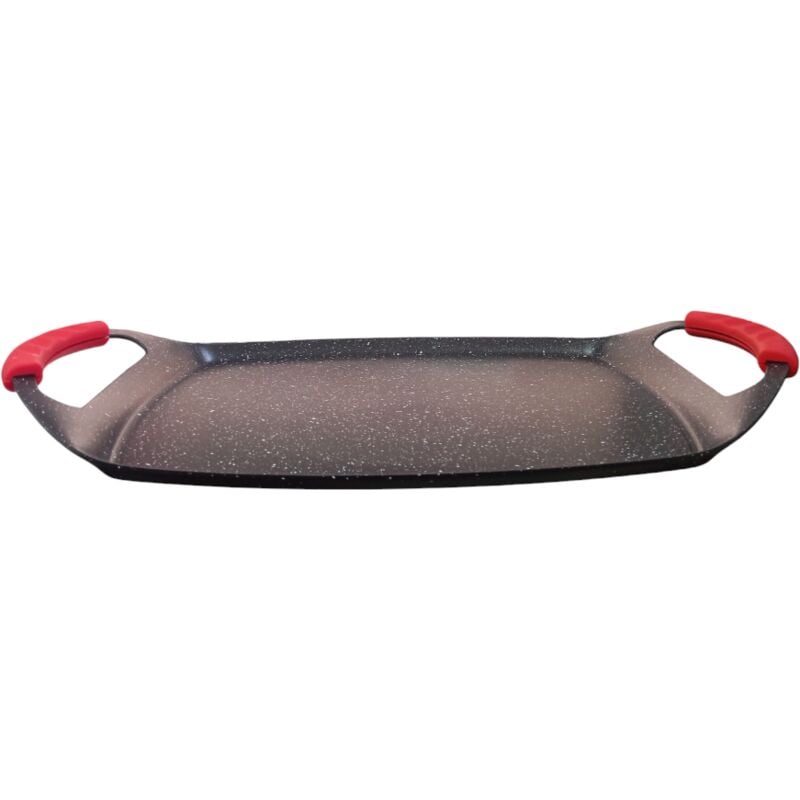 foto del prodotto bistecchiera antiaderente per arrostire griglia carne piastra pesce e verdure 47x28cm rettangolare ad induzione gas elettrico vetro manico salvaspazio no pfas