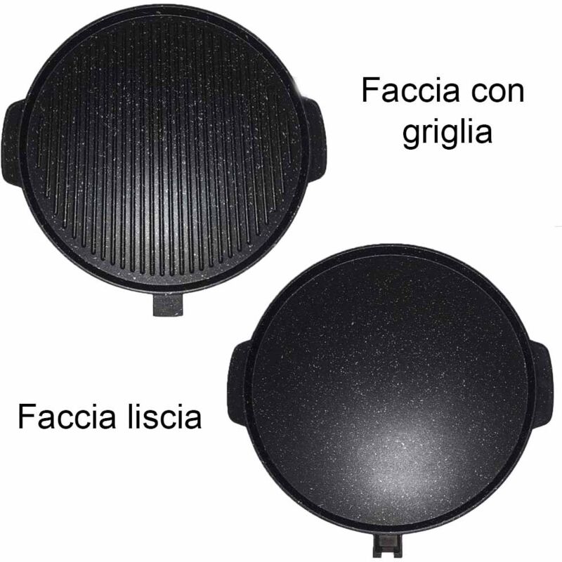 foto del prodotto bistecchiera doppia faccia piastra griglia per arrostire barbecue antiaderente alluminio pressofuso nero d 36 e d 32 cm - misurebistecchiere