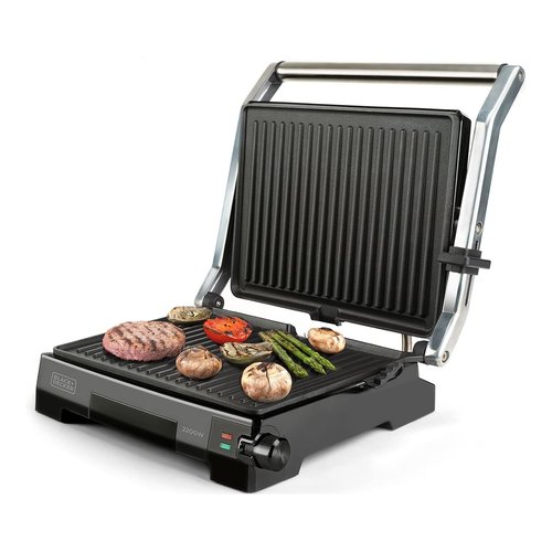foto del prodotto bistecchiera elettrica black decker bxgr2200e inox e black