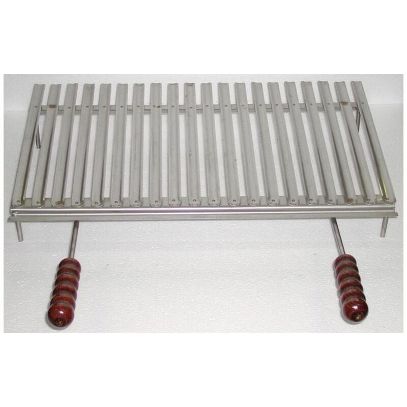 foto del prodotto bistecchiera graticola geriglia inox raccoglisugo con piedi appoggio cm.80x36
