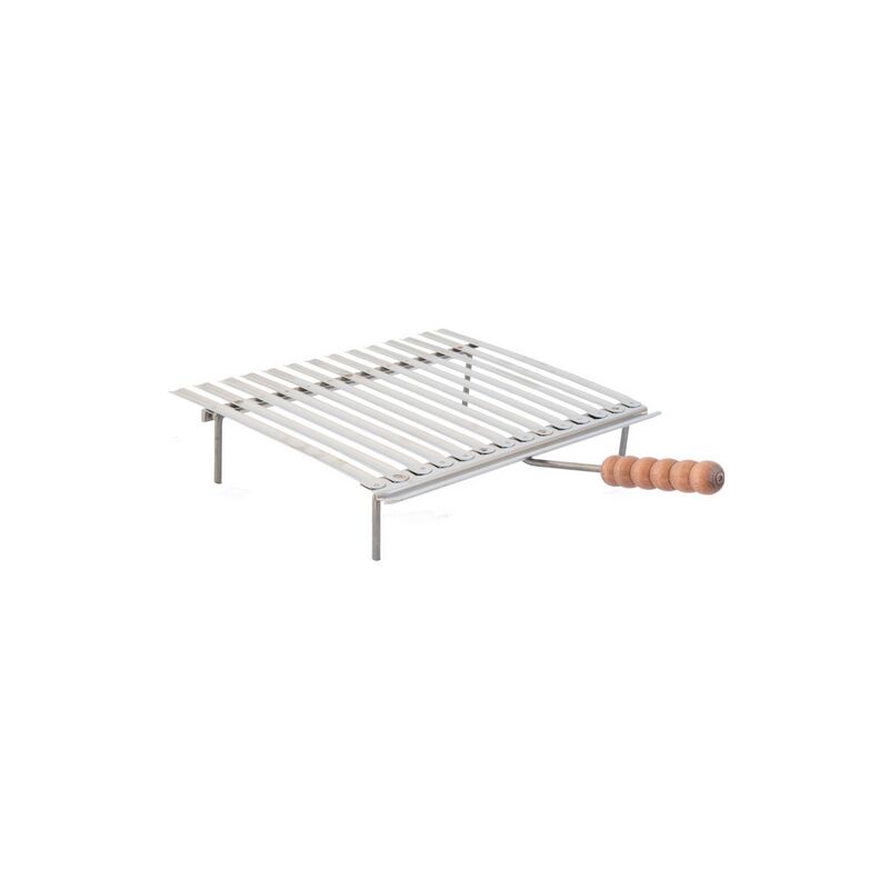 foto del prodotto bistecchiera graticola griglia inox raccoglisugo con piedi appoggio cm.30x36