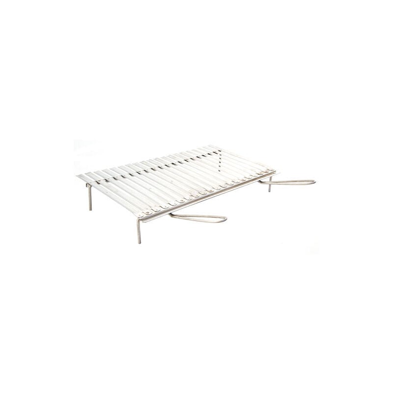 foto del prodotto bistecchiera graticola griglia inox raccoglisugo con piedi appoggio cm.60x36